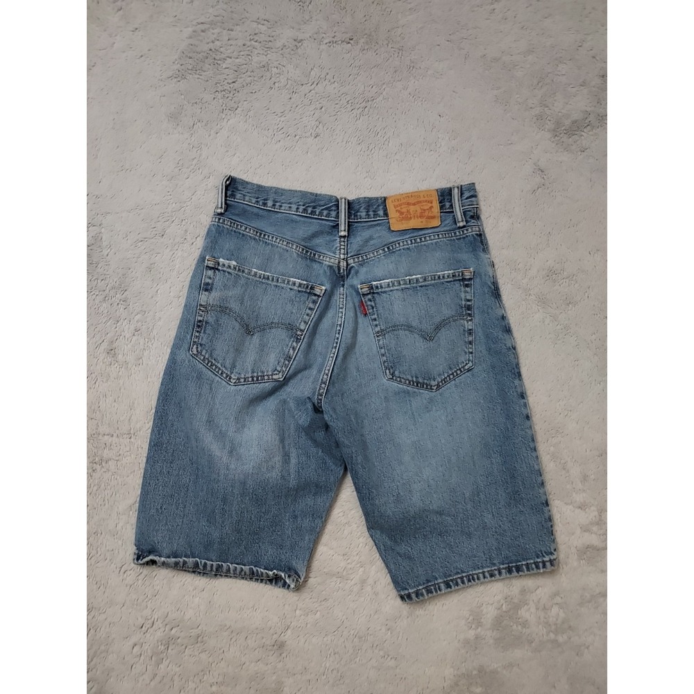 Levis Jean Shorts Mens 30 569 Loose Fit Denim Jorts Distressed Destroyed Blue - Picture 6 of 12